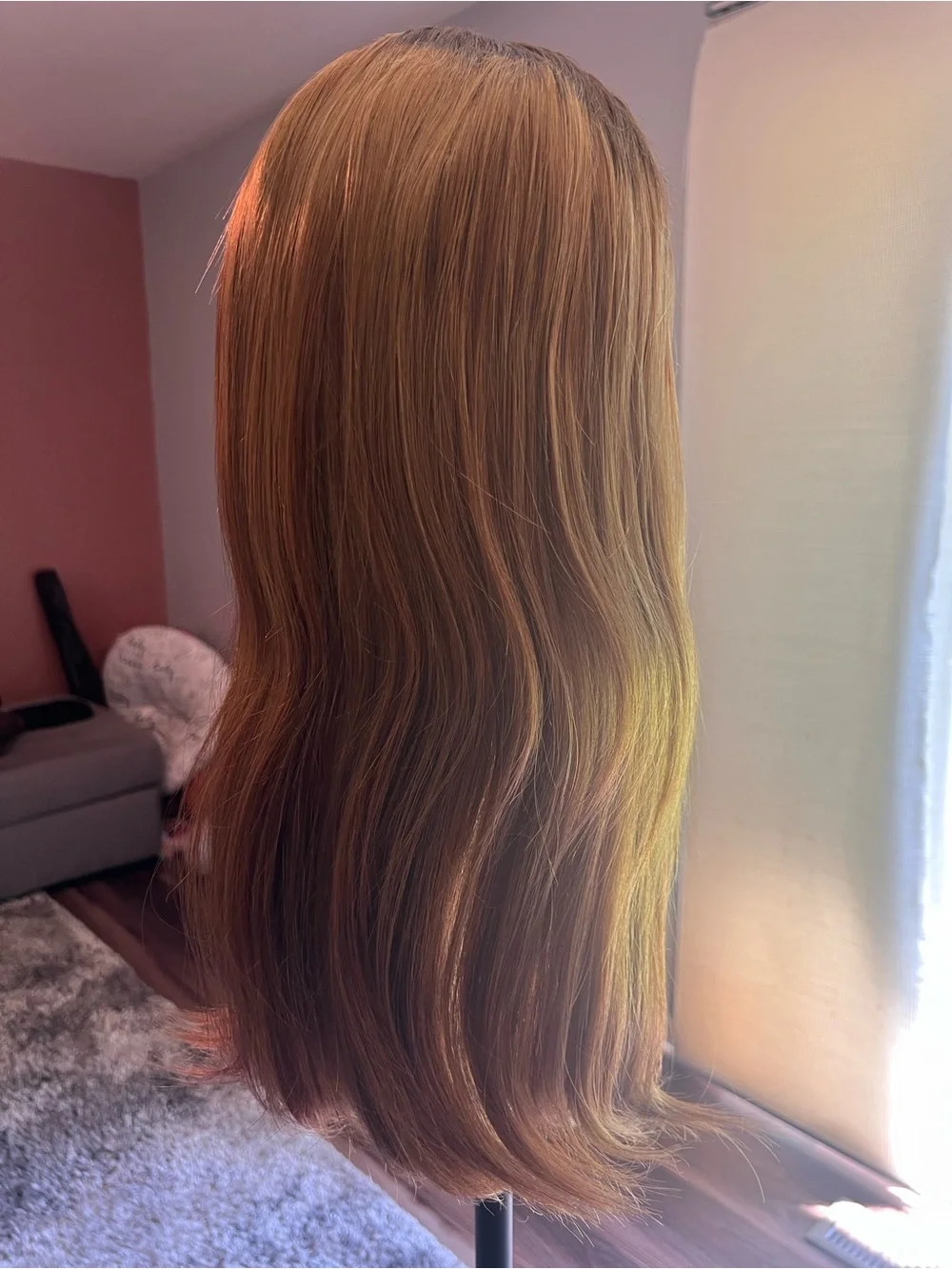 Bone Straight Ombre Wig in Copper Brown to Ginger - Human Hair